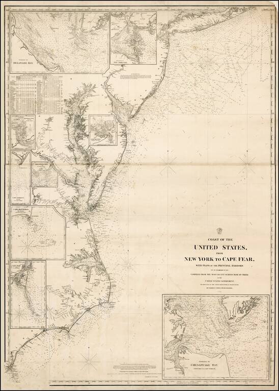 Coast of the United States From New York to Cape Fear, with Plans of the Principal Harbors on an enlarged scale:  . . . 1864