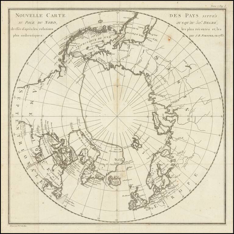 Nouvelle Carte Des Pays Situes au Pole du Nord, Jusqu'Au 50e. Degre; dressees d'apres les relations les plus recentes et les plus authentiques par. J.R. Forster, en 1783