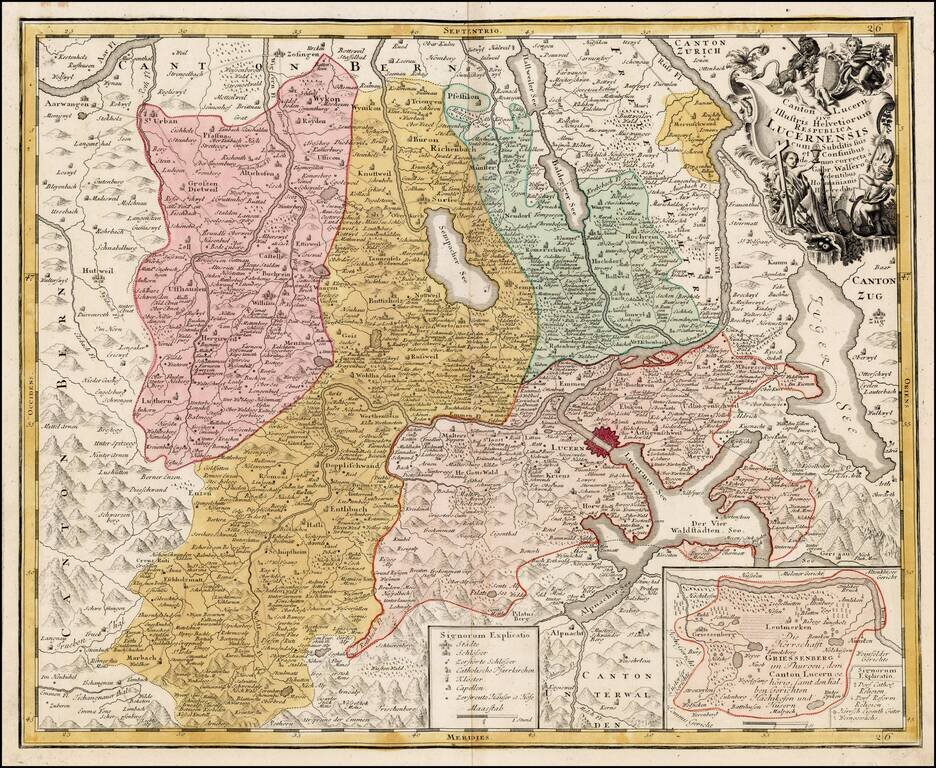 Canton Lucern Illustris Helvetiorum Republica Lucernensis cum Subditis et Confinibus de nuo correcta a Gabr. Walsero . . . 1763