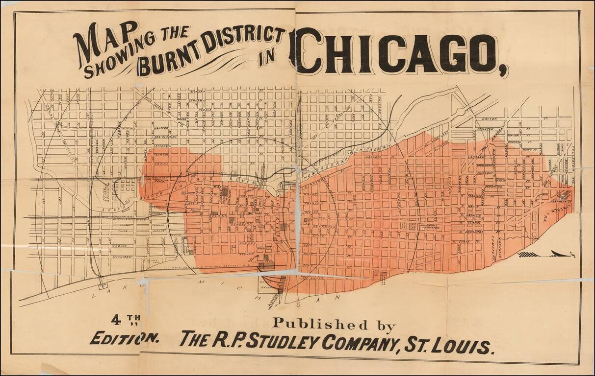 Map Showing the Burnt District in Chicago . . .