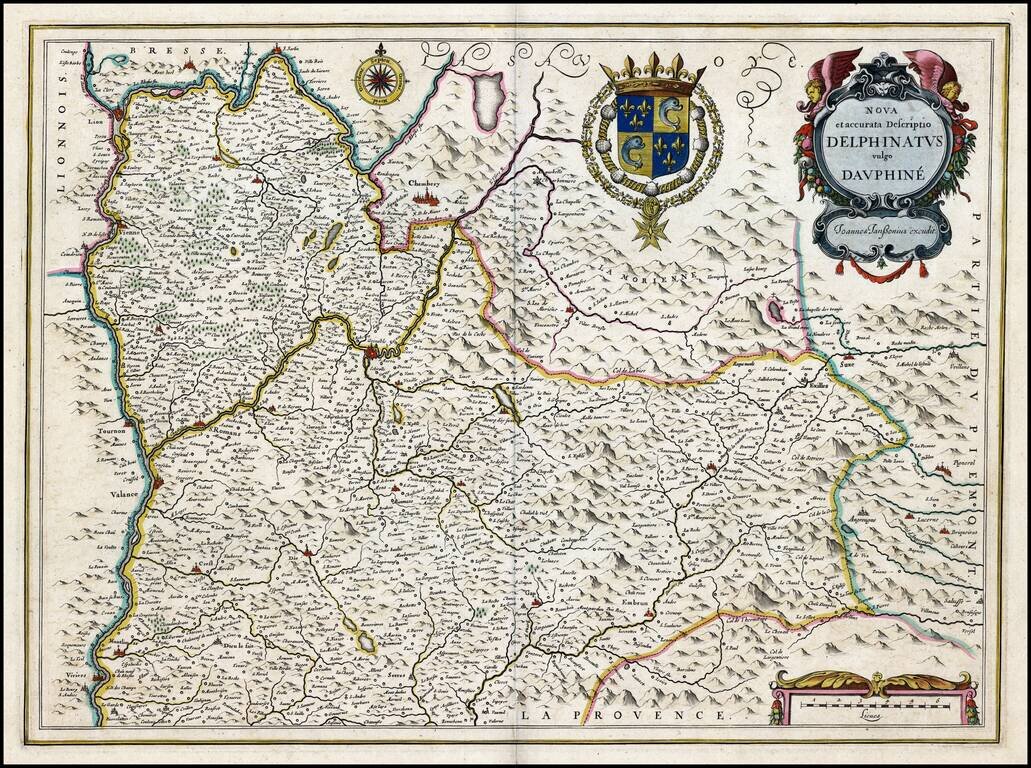 Nova et accurata Descriptio Delphinatus vulgo Dauphine (Heightened in Gold!)