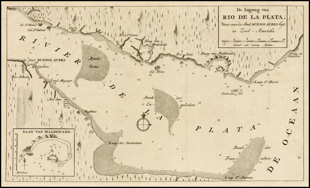 De Ingang van Rio De La Plata Waar aan de Stad Buenos Ayres legt in Zuid-Amerika