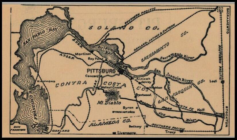 [Untitled Map of Pittburg, California & Vicinity]  Pittsburg Chamber of Commerce Trade Card