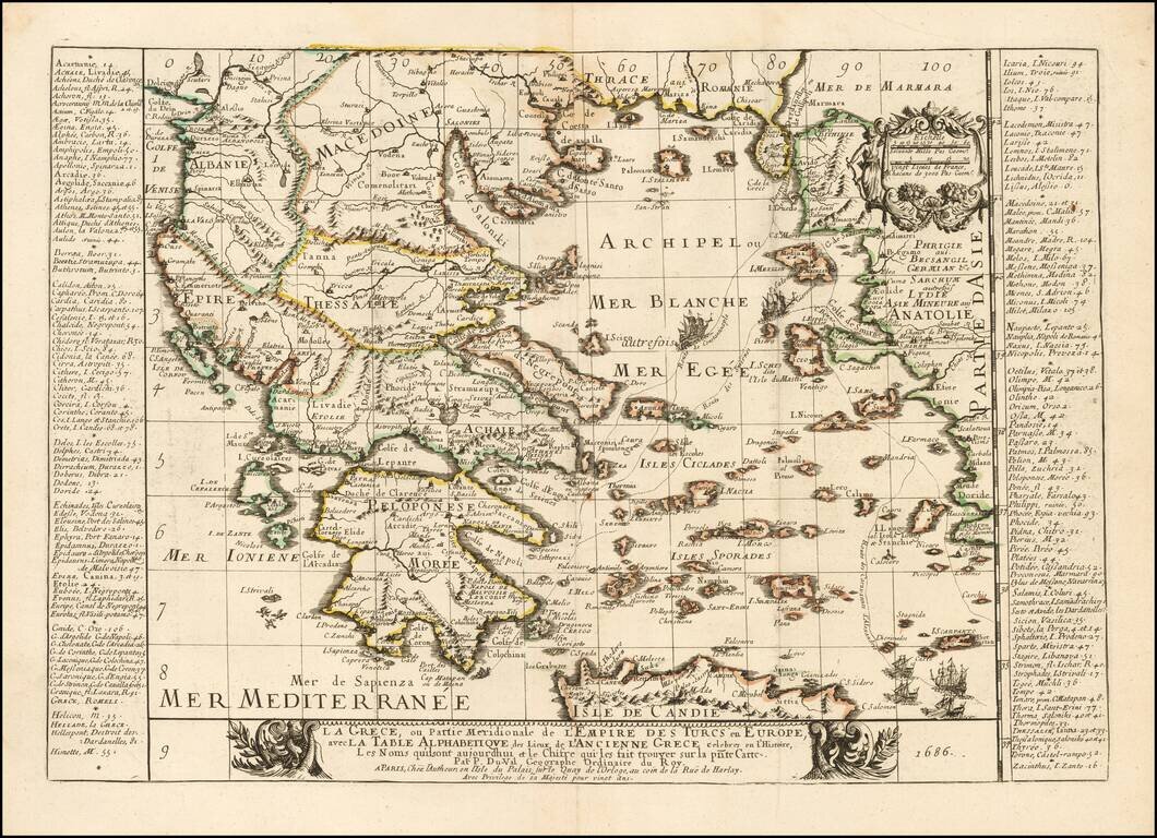 La Grece, ou Partie Meridionale de L'Empire De Turcs en Europe, avec La Table Alphabetique . . . 1686