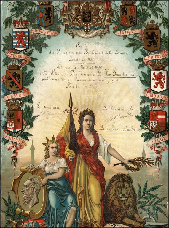 Cercle du Quartier du Boulevard de la Senne . . . fonde en 1888, Fete du 21 Juillet 1890 . . .