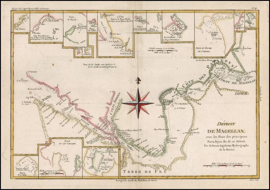 Detroit De Magellan avec les Plans des principaux Ports, Bayes, &c. de ce Detroit . . .