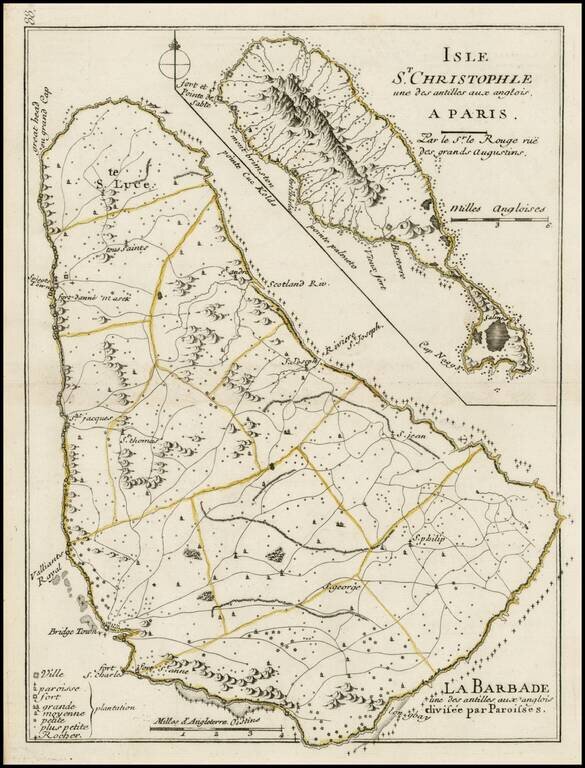 Isle St. Christophle une antilles aux anglois [and]La Barbade une des antilles anglois divisee par Paroisses