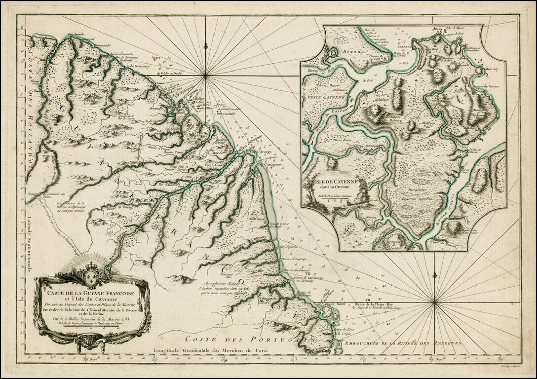Carte de la Guyane Francoise et l'Isle de Cayenne Francoise et l'Isle de Cayenne . . . 1763