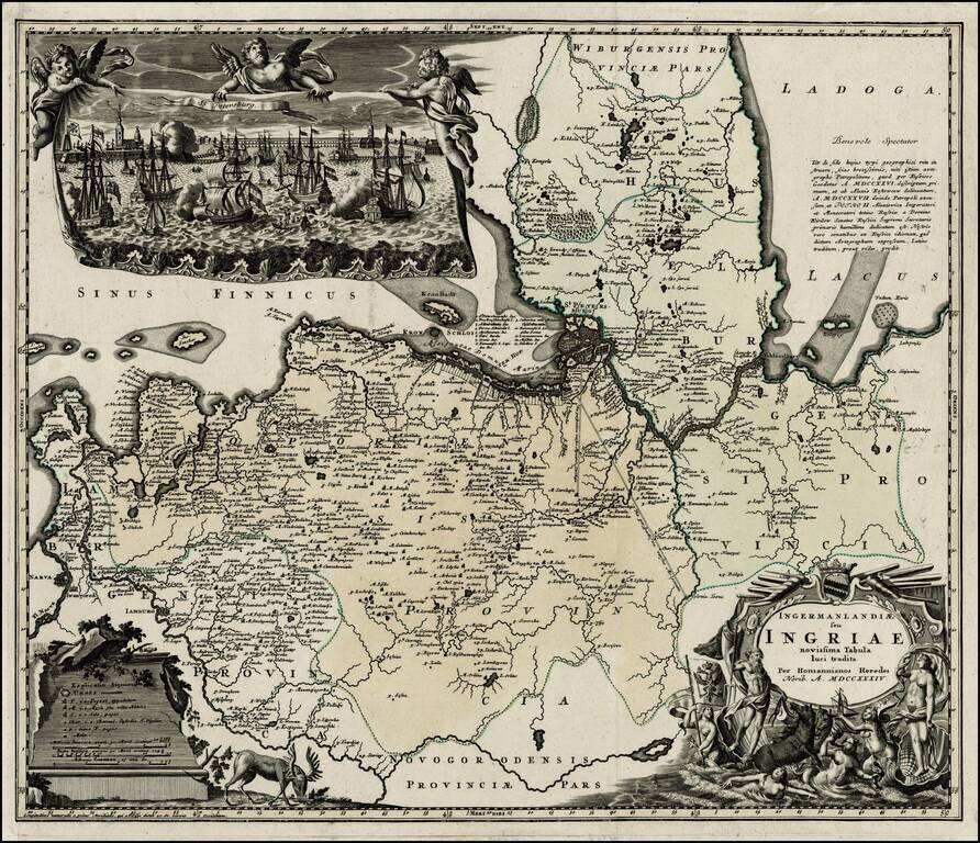 Ingermanlandiae seu Ingriae novissima Tabula luci tradita  MDCCXXXIV  [Includes inset view of St. Petersberg]