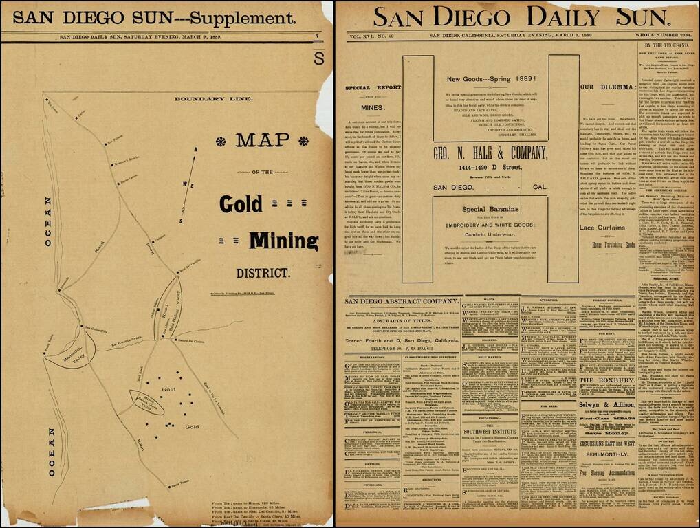 Map of the Gold Mining District (In northern Baja California Norte) (with Special Report from the Mines)