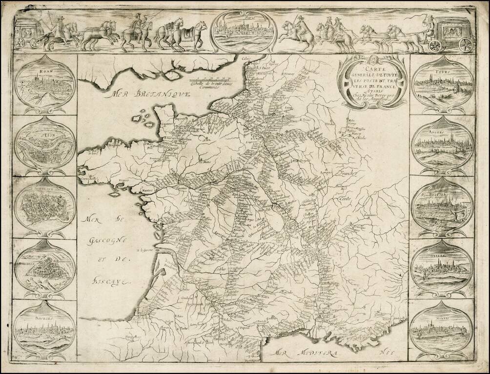 Carte Generale De Toute Les Postes et Traverse de France  . . . 1632