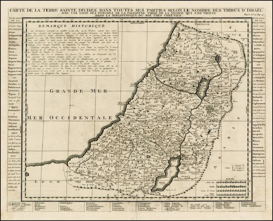 Carte De La Terre Sainte Divisee Dans Toutes Ses Parties Selon Le Nombre Des Tribus D'Israel . . .