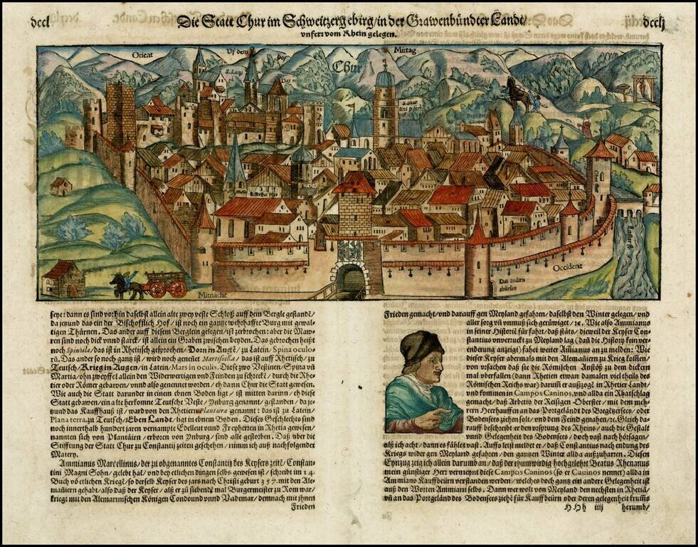 Die Statt Chur im Schweitzergeburg / in der Grawenbundter Landt / unferz vom Rhein gelegen.