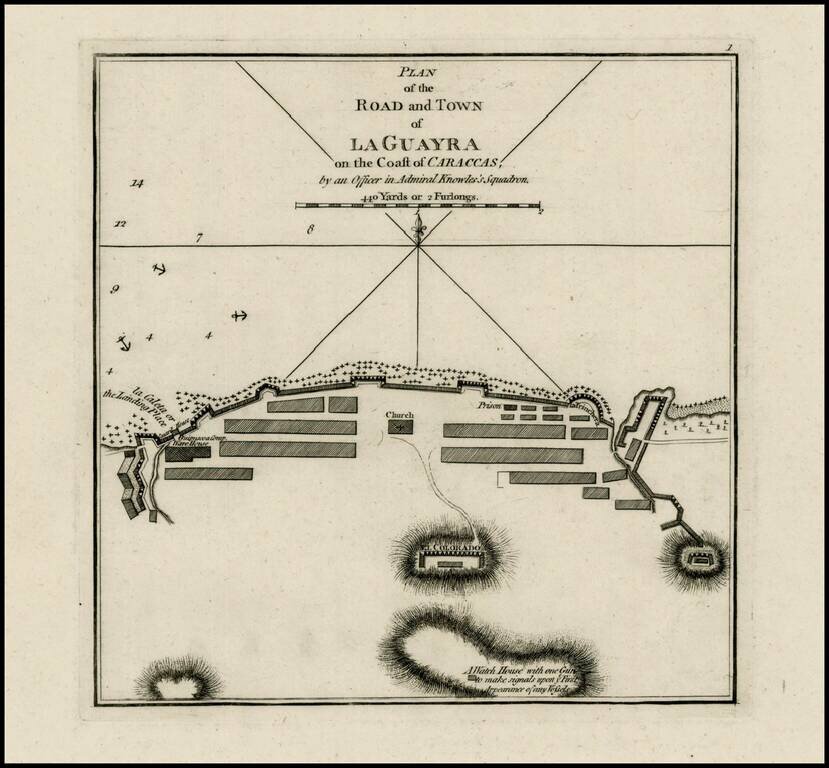 Plan of the Road and Town of La Guayra on the Coast of Caraccas, by and Officer in Admiral Knowles's Squadron