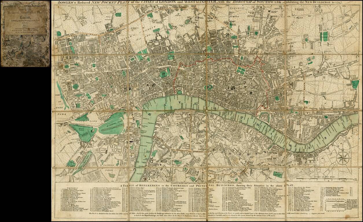 Bowles's Reduced New Pocket Plan of the Cities of London and Westminster, with the Borough of Southwark, exhibiting New Buildings to 1797