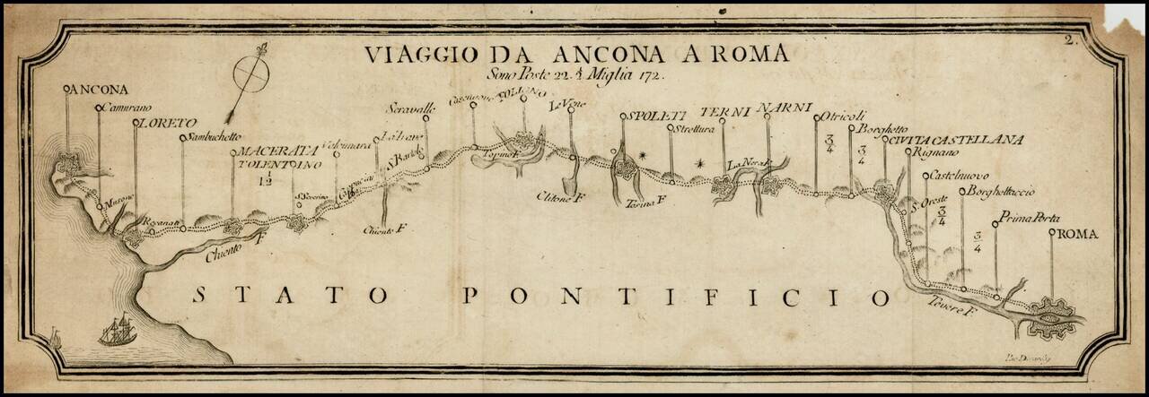 Viaggio Da Ancona a Roma Sono Poste 22 1/2 Miglia 172.