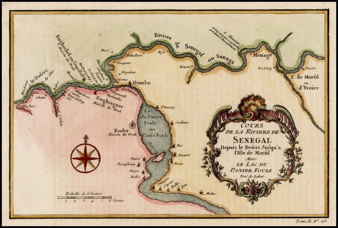 Cours de la Riviere de Senegal Depuis le Desert Jusqu'a l'Isle de Morfil AvecLe Lac du Panier Foule Tire de Labat