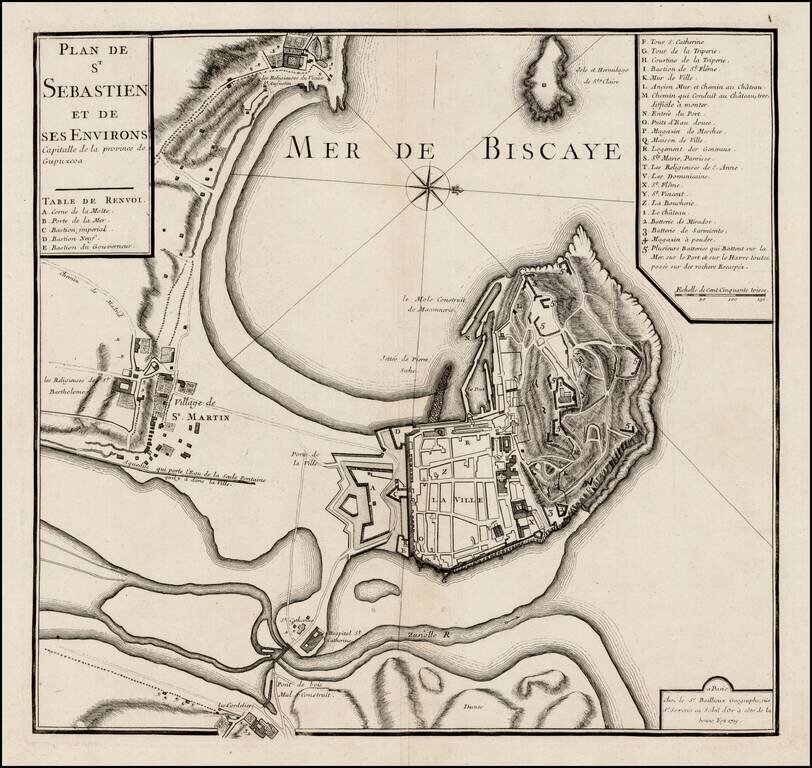 Plan de St. Sebastien et de ses Environs Capitalle de la province de Gupzcoa