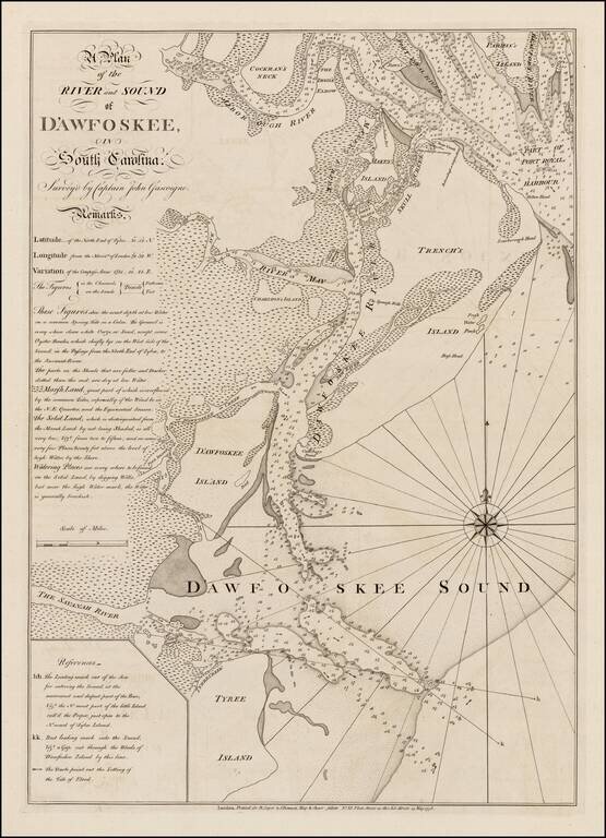 A Plan of the River and Sound of D'Awfoskee in South Carolina.  Survey'd by Captain John Gascoigne . . .