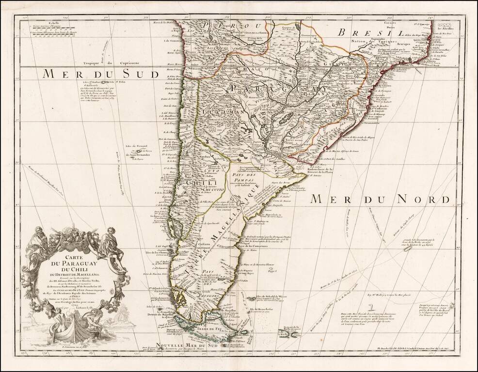 Carte du Paraguay du Chili du Detroit De Magellan &c. . . .