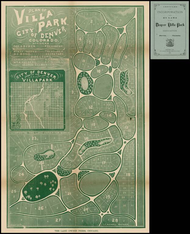 Plan of Villa Park, City of Denver Colorado . . . (with Articles of Incorporation and By Laws of the Denver Villa Park Association . . . 1872)