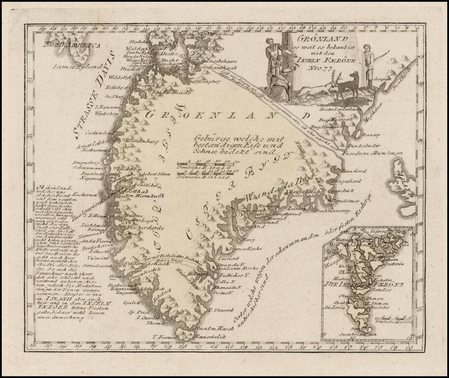 Gronland so weit es bekant is mit der Inseln Faeroer