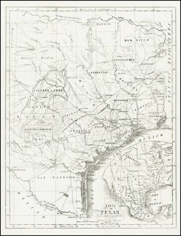Karte von Texas entworfen nach den Vermessungen welche in den Acten der General-Land-Office der Republic liegen bis zum Jahr 1839