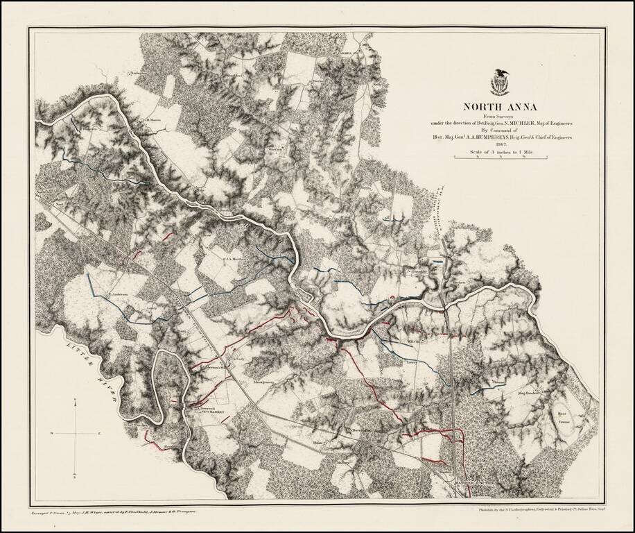 North Anna From Surveys under the direction of Bvt. Brig. Gdn. N. Michler . . . By Command of Bvt. Maj. Genl. A.A. Humphreys . . . 1867