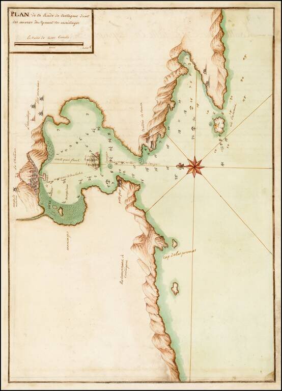 Plan de la Rade de Cartagene don les aneres? de siquent les mouillages