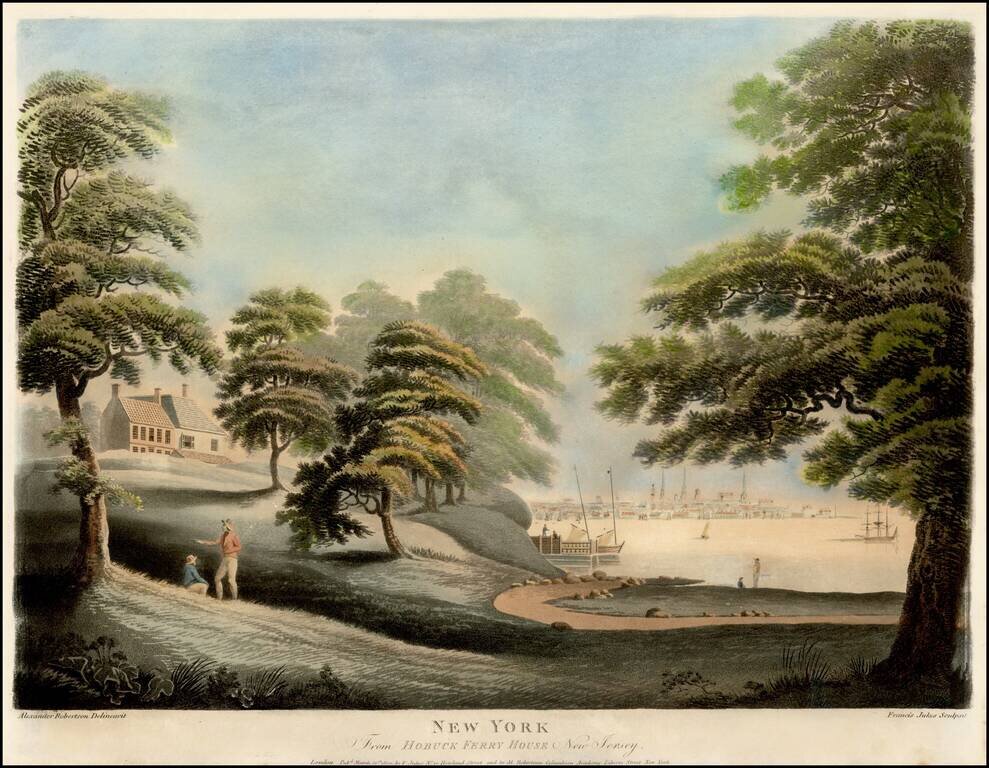 New York From Hobuck Ferry House New Jersey  (Rare View of New York City)