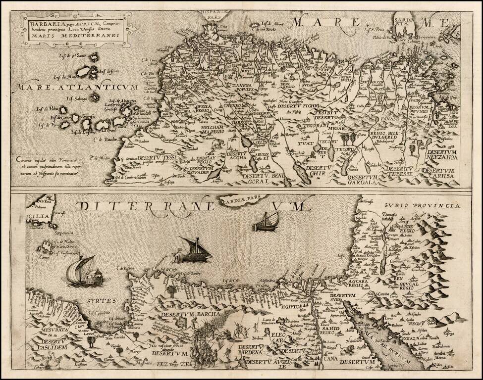 Barbaria pars Africae, Comprae: hendens praecipua Loca versus littoria Maris Mediterranei