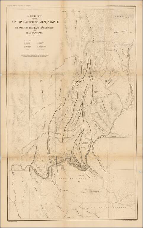 Sketch Map of the Western Part of the Plateau Province Showing the Faults of the Grand Cañon District and High Plateaus