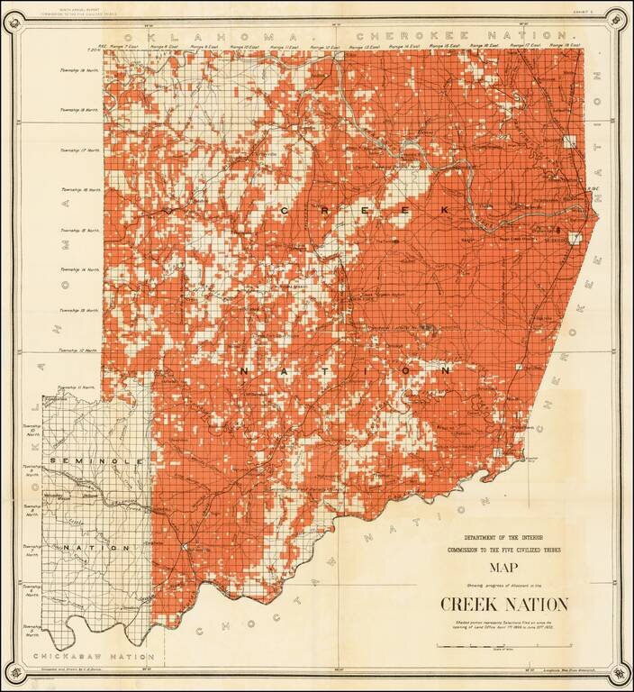 Map Showing progress of Allotment in the Creek Nation . . .