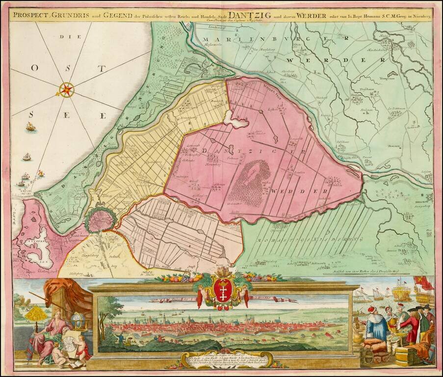 Prospect, Grundris und Gegend der Polnischen velen Reichs und Handels=Stat Dantzig . . .