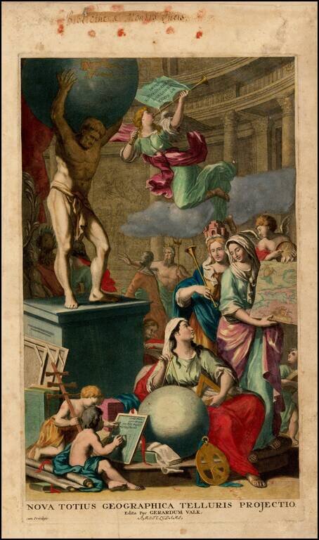 [Title Page:  Nova Totius Geographica Telluris Projectio.  Edita Per Gerardum Valk]