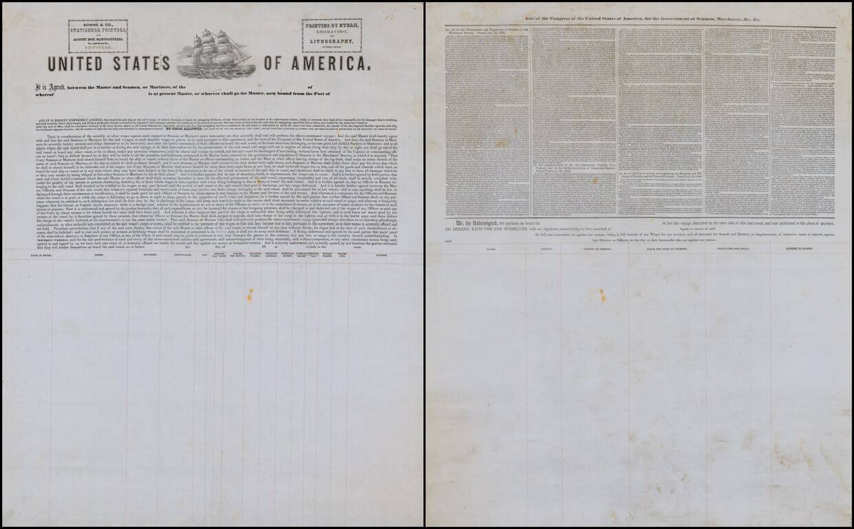 (Act of Agreement Broadside. Maritime Document)