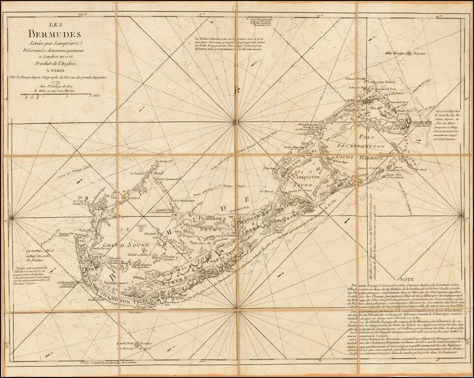Les Bermudes Levees par Lampriere Determinees Astronomiquement a Londres en 1775.  Traduit de l'Anglois . . . 1779