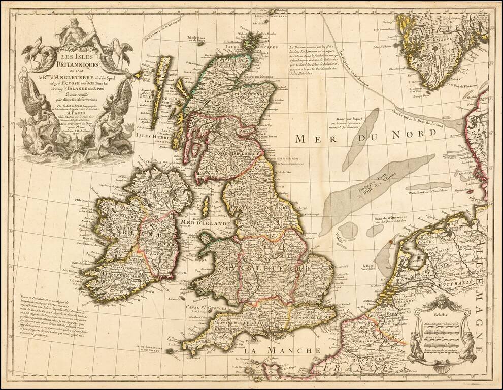 Les Isles Britanniques ou sont le Rme. d'Angleterre tire de Sped celuy d'Ecosse tire de Th. Pont &c. et celuy d'Irlande tire de Petti  Le tout rectifie par diverses Observations . . . 1702