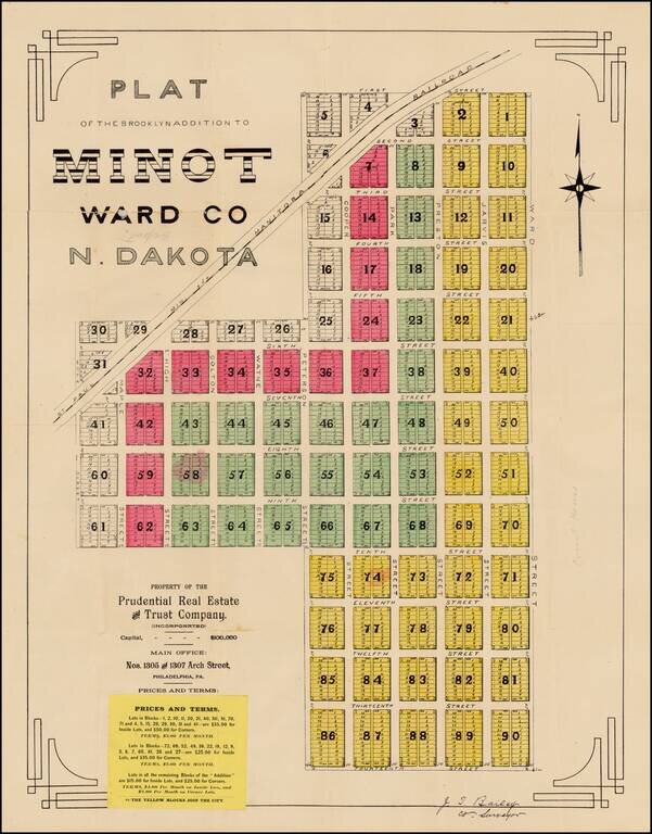 Plat of the Brooklyn Addition To Minot  Ward Co N. Dakota