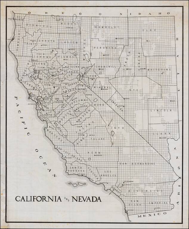 California and Nevada (Manuscript Map!)