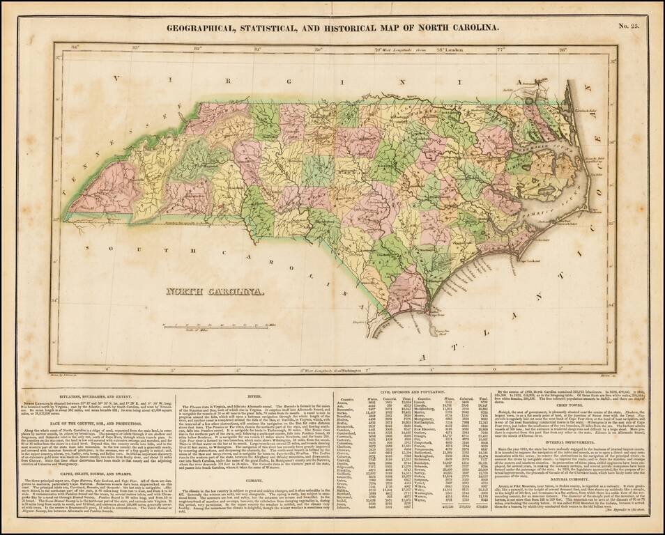 Geographical, Statistical and Historical Map of North Carolina