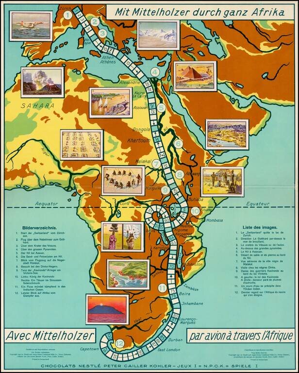 (Game Board - Walter Mittelholzer's flight over Africa)  Mit Mittelholzer durch ganz Afrika