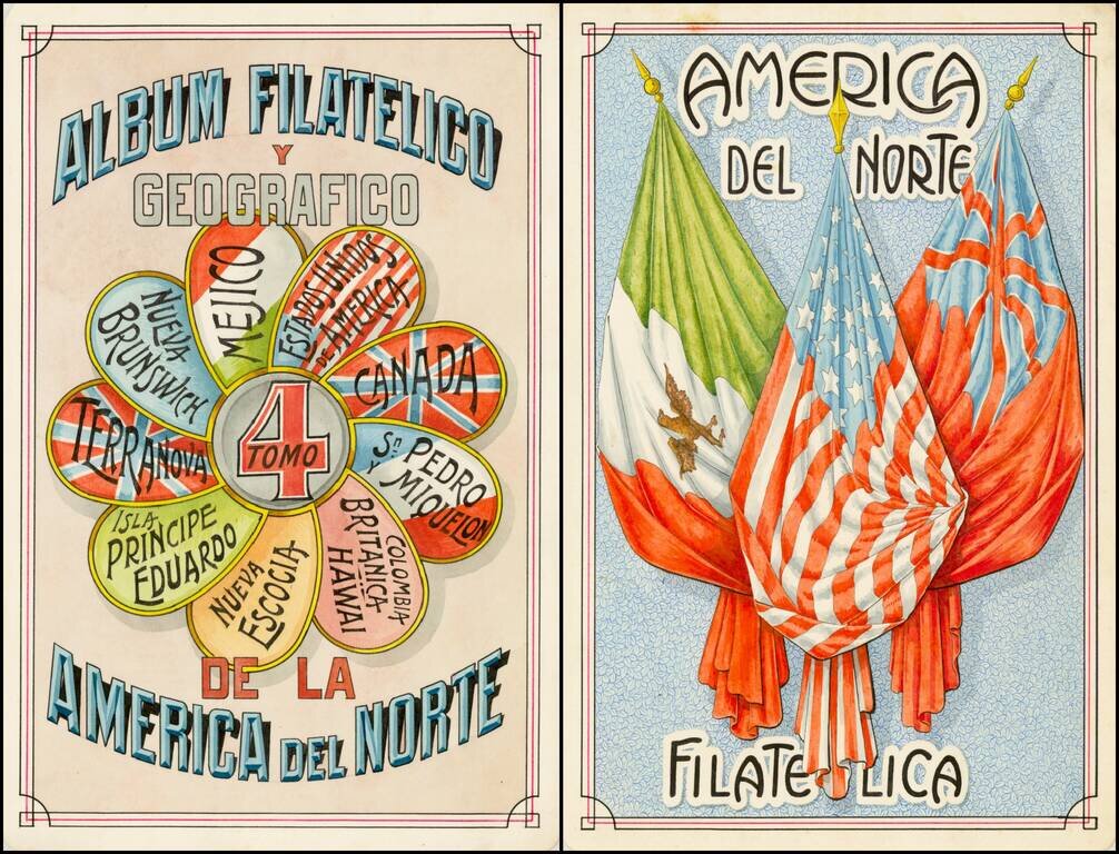 Album Filatelico y Geografico de la America del Norte (and) America Del Norte Filatelica  (anonymous manuscript illustrations)