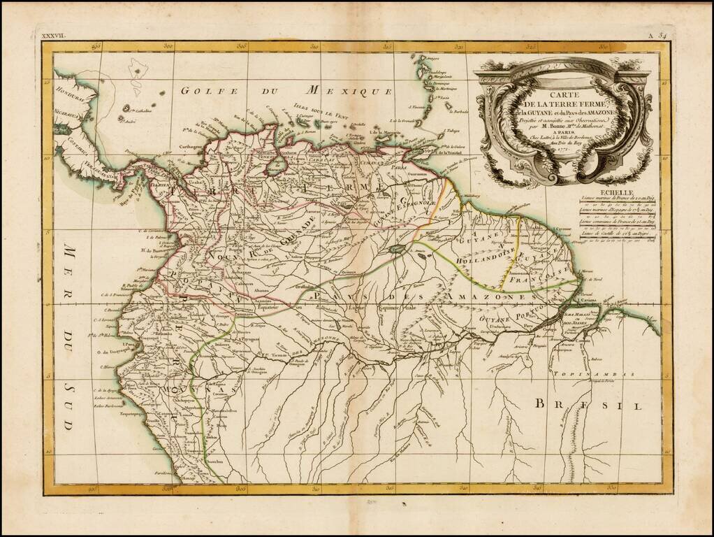 Carte De La Terre Ferme de la Guyane et du Pays des Amazones . . . 1772