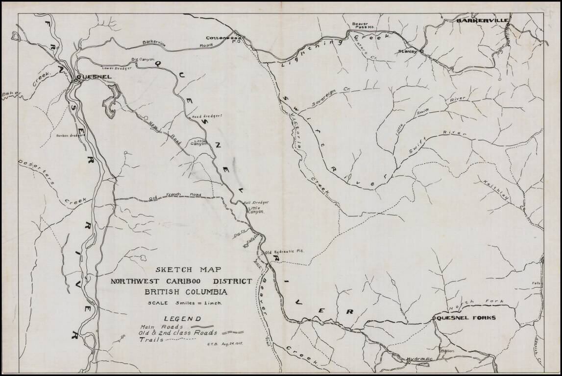 Sketch Map Northwest Cariboo District British Columbia.  August 24, 1915.