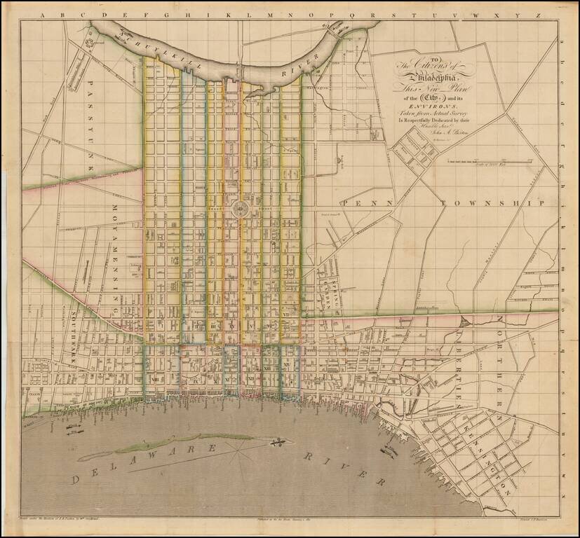 To The Citizens of Philadelphia, This New Plan of the City and its Environs.  Taken from Actual Survey Is Respectfully Dedicated by their Humble Servt.  John A. Paxton . . .