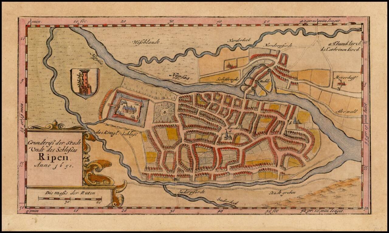Grundtriss der Stadt Undt des Schlosses Ripen Anno 1651
