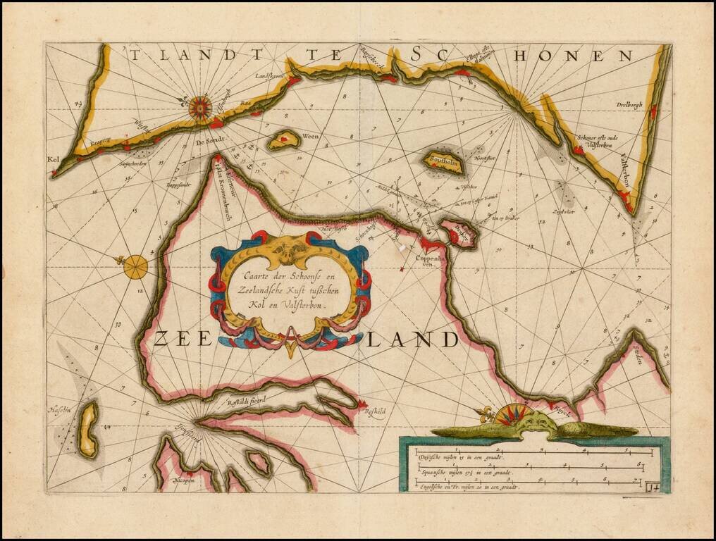 Caarte der Schoonse en Zeelandsche Kust tusschen Kol en Valsterbon . . .