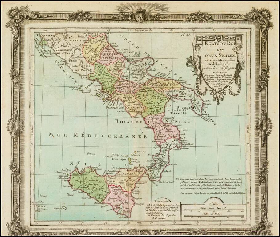 Etats Du Roi Des Deux Siciles avec les Metropoles Ecclesiastiques… 1786