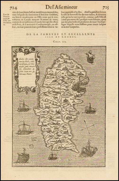 Rhodes Isle renomee du Soleil, iadis republique, & Universite, puis retraite des Chevalieres de Saint Jean ores Suiettet aux Turcs